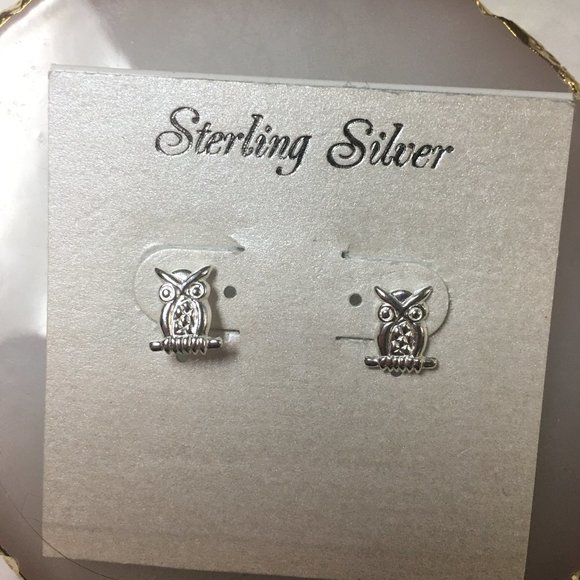 Sterling Silver Owl Stud Earrings NWT Witchy - Picture 1 of 3